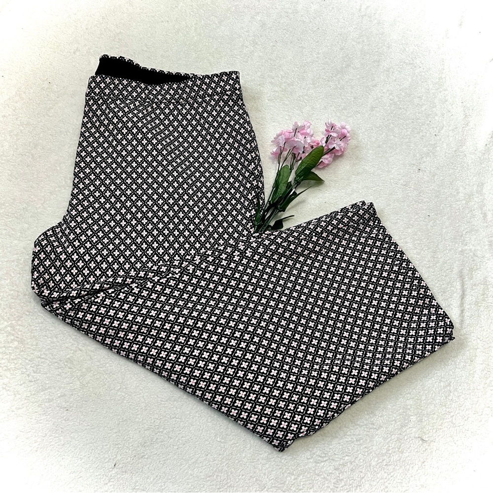 J. Jill Navy/Pink Printed Straight Leg Cropped Pants - Size 20 (40")